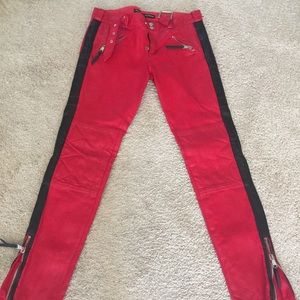 COPY - Ralph Lauren red  & black leather pants